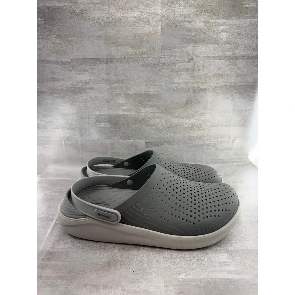 Crocs LiteRide Clog Men Sz 11 Slate Grey Almost White Comfort Shoes 204592
